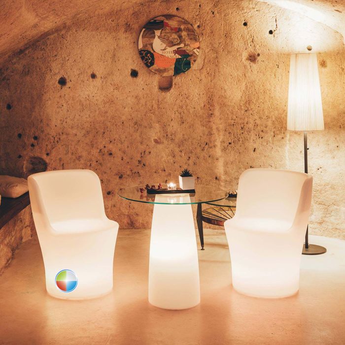 Asiento luminoso de resina con Led Multicolor 60x60 cm mod. Led Multicolor main product photo