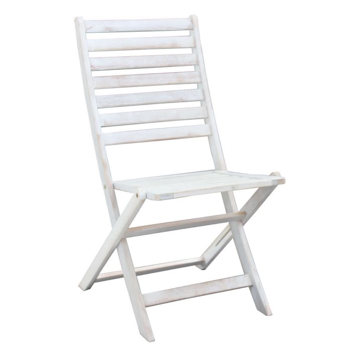 Silla plegable blanca de madera maciza sin brazos 46x57x91h cm mod. Serena main product photo