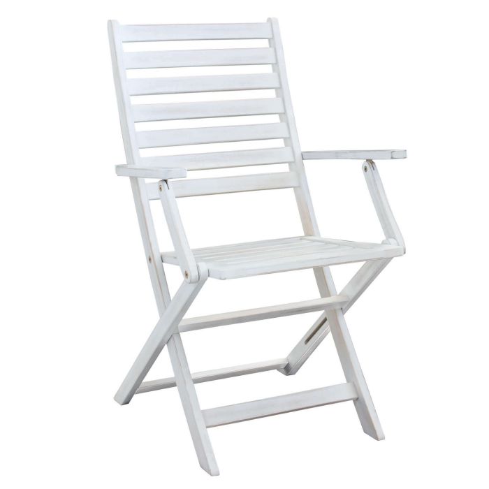 Silla plegable blanca de madera maciza con brazos 55x57x91h cm mod. Serena main product photo