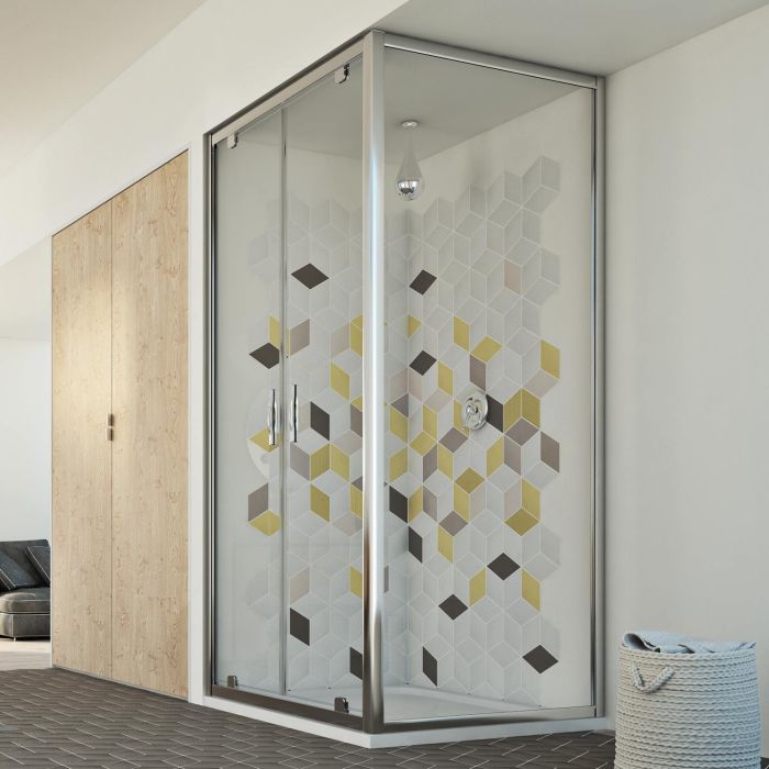 Mampara de Ducha 80x80 AP. 80 CM H198 Vidrio Transparente mod. Cristal Duo 2 Hojas main product photo