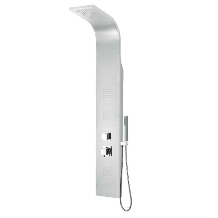 Columna ducha idromasaje aluminio cepillado con efecto cascada tubo redondo main product photo