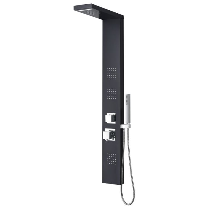 Columna de hidromasaje en aluminio tubo cuadrado negro 140x15 cm ducha efecto cascada mod. Vittoria main product photo