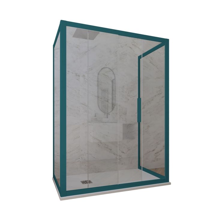 Mampara de ducha de 3 lados deslizante de PVC Verde night watch H 200 Vidrio Transparente mod. Deco Trio main product photo