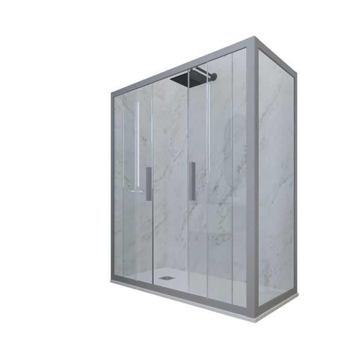 Mampara de ducha deslizante de PVC Plata H 200 Vidrio Transparente mod. Glam Duo main product photo