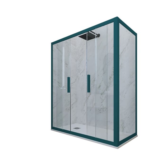 Mampara de ducha deslizante de PVC Verde night watch H 200 Vidrio Transparente mod. Glam Duo main product photo
