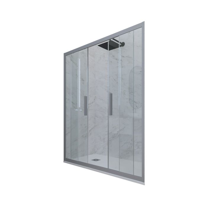 Puerta de ducha deslizante en nicho de PVC Plata H 200 Vidrio Transparente mod. Glam main product photo