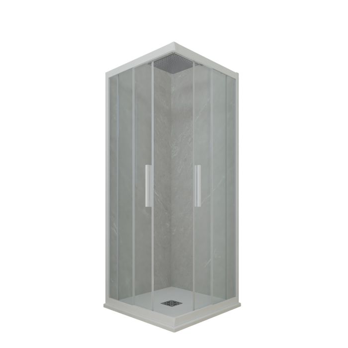 Mampara de ducha deslizante de PVC Blanco Matt H 200 Vidrio Transparente mod. Kolors main product photo