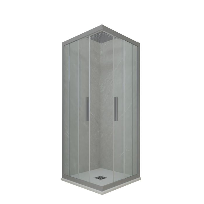 Mampara de ducha deslizante de PVC Plata H 200 Vidrio Transparente mod. Kolors main product photo