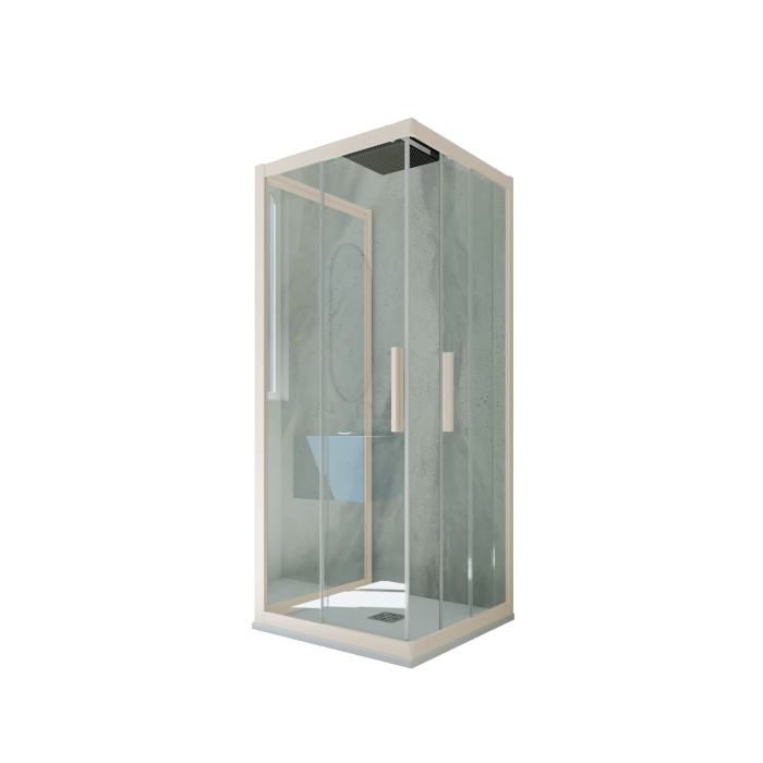 Mampara de ducha de 3 lados deslizante de PVC Champán H 200 Vidrio Transparente mod. Kolors Trio main product photo