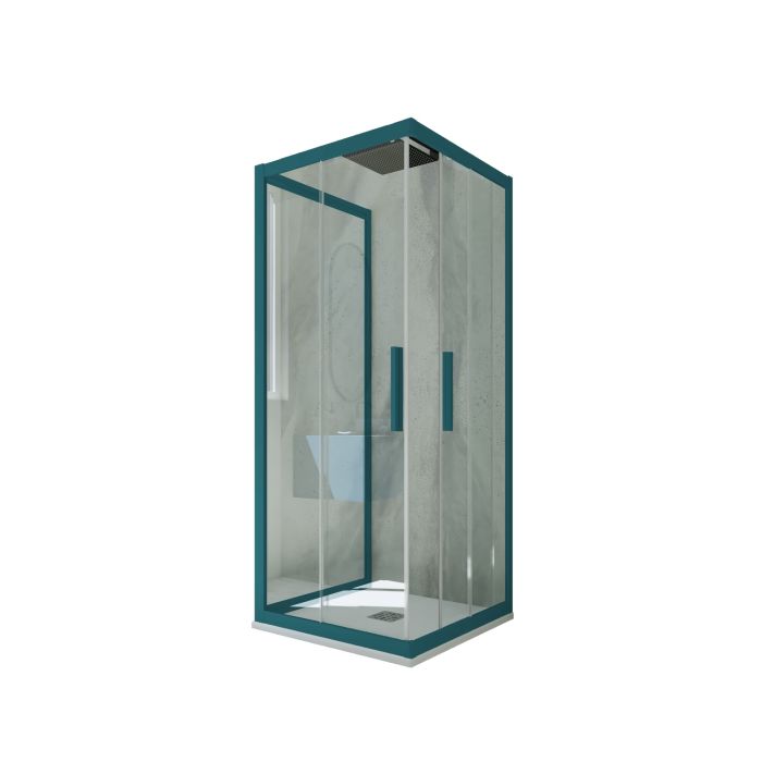 Mampara de ducha de 3 lados deslizante de PVC Verde night watch H 200 Vidrio Transparente mod. Kolors Trio main product photo