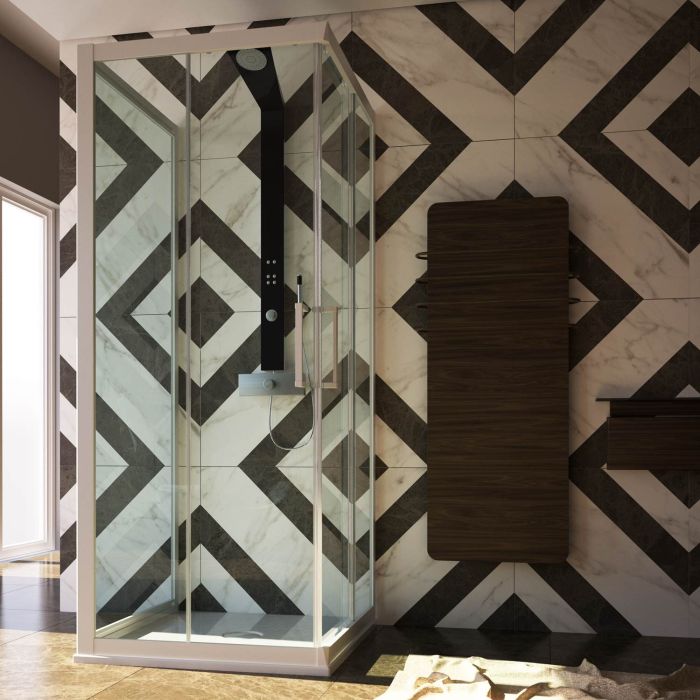 Mampara de ducha de 3 Lados de PVC Blanco 70x75x70CM H200 Vidrio Transparente mod. Lite main product photo