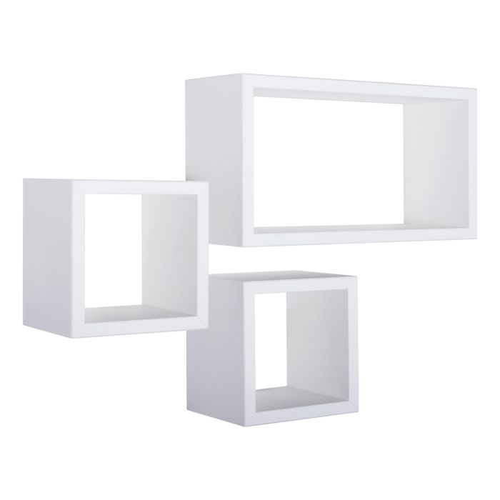 Estantes cúbicos rectangulares de pared Conjunto de 3 pc Blanco mod. Tribù main product photo