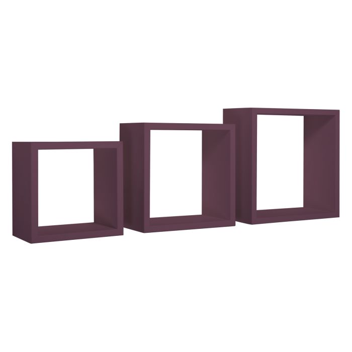 Estantes de pared cúbicos Conjunto de 3 pc Violeta berenjena mod. InCubo main product photo