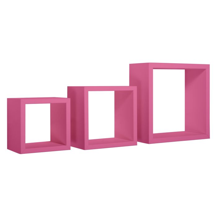 Estantes de pared cúbicos Conjunto de 3 pc Fucsia mod. Rubic main product photo