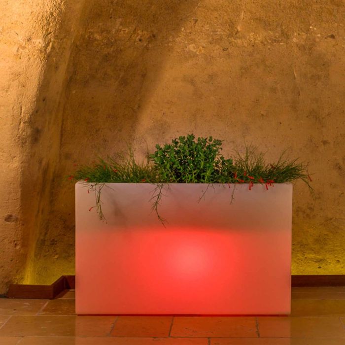 Jardinera De Resina luminosa Lampara Rectangular 90X30 CM Luz Roja mod. Flowerpot Top Led main product photo