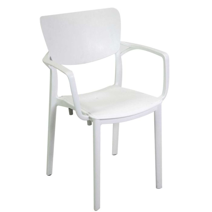 Silla de jardín asiento con reposabrazos Blanco 54x53 cm h 84 cm en Polietileno mod. Dalma main product photo