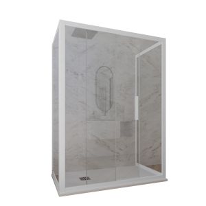 Mampara de ducha de 3 lados deslizante de PVC Blanco Matt H 200 Vidrio Transparente mod. Deco Trio