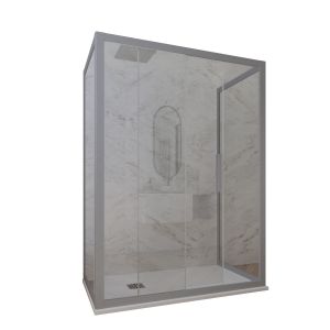 Mampara de ducha de 3 lados deslizante de PVC Plata H 200 Vidrio Transparente mod. Deco Trio