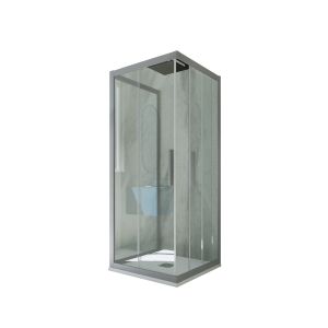 Mampara de ducha de 3 lados deslizante de PVC Plata H 200 Vidrio Transparente mod. Kolors Trio
