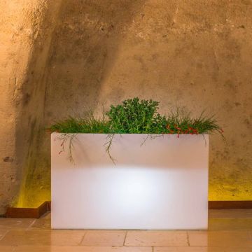 Jardinera De luminosa Resina Lampara Rectangular 90X30 CM Varios colores disponibles mod. Flowerpot Top Led