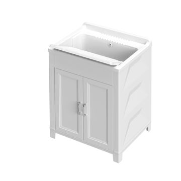 Mueble para lavadora y lavadero reversible de PVC color blanco