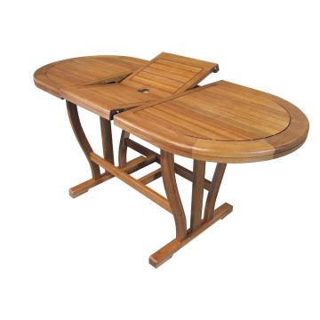 Mesa oval extensible 120/160x70 cm en madera maciza de acacia