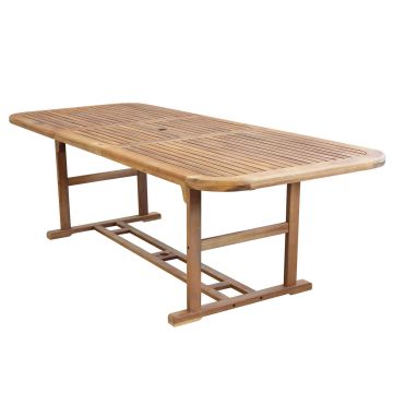 Mesa rectangular extensible 180/240x100 cm de madera maciza de acacia