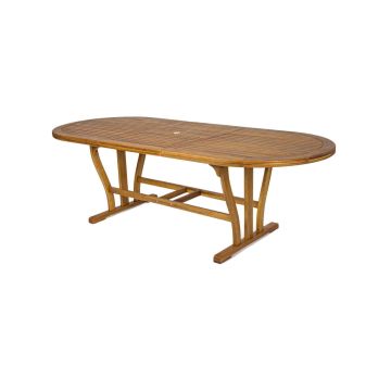 Mesa oval extensible 180/240x100 cm de madera maciza de acacia
