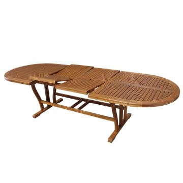 Mesa oval extensible 200/300x110 cm de madera maciza de acacia
