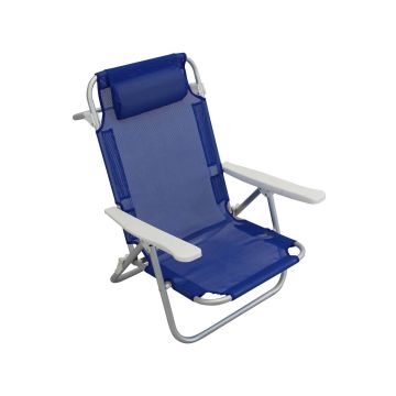 Tumbona plegable con reposabrazos ajustable azul de aluminio mod. Joy