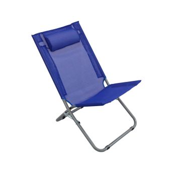 Tumbona plegable azul de metal con cojín y reposacabezass mod. Alta Steel