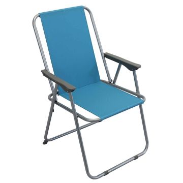 Silla plegable azul de metal pintado con reposabrazos mod. Relax Alta