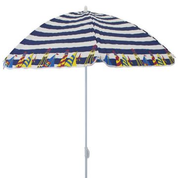 Sombrilla de playa camping ø 1,5 con tela de TNT De rayas varios colores poste Blanco con estuche mod. Playa