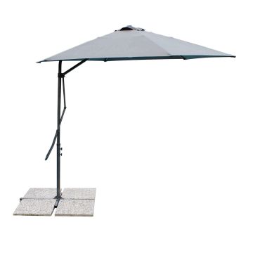 Sombrilla de jardín Ø 3 de aluminio con tela de poliéster Gris poste Gris cortavientos mod. Zenith