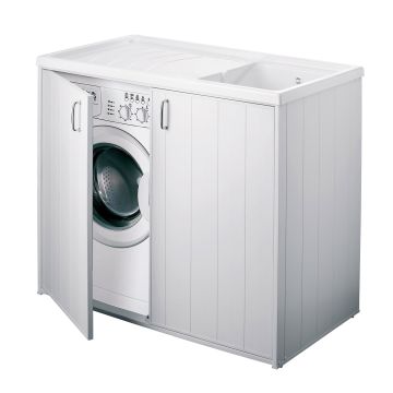 Lavadero y mueble para lavadora de PVC color blanco 109x60 cm mod. Silvestro