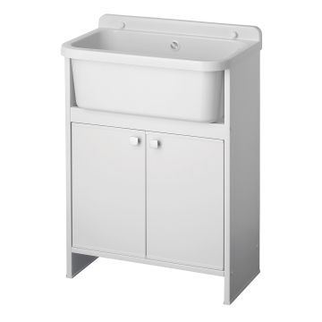 Mueble y lavadero ahorro de espacio de PVC color blanco 55x35 cm mod. Adele