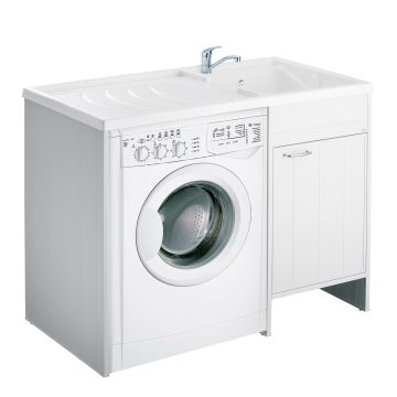 Mueble para lavadora y lavadero reversible de PVC color blanco 110x64,5 cm mod. Irene