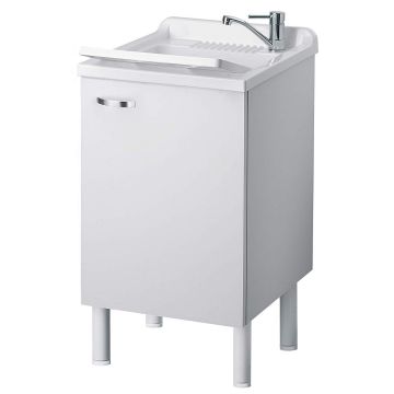 Mueble y lavadero de melamina hidrófuga W100 18 mm de espesor 50x45 cm blanco mod. Eco