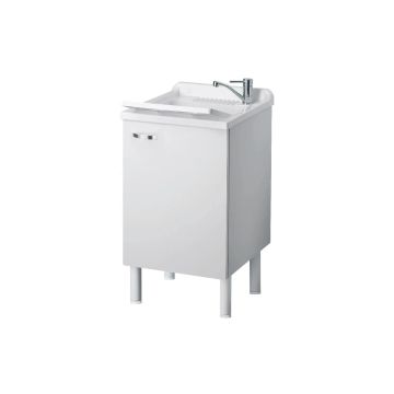 Mueble y lavadero de melamina hidrófuga W100 18 mm de espesor 50x50 cm blanco mod. Eco