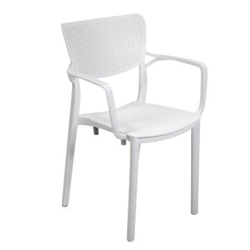 Silla de jardín asiento con reposabrazos Blanco 54x53 cm h 84 cm en Polietileno mod. Alezio