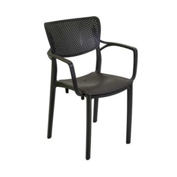 Silla de jardín asiento con reposabrazos Antracita 54x53 cm h 84 cm en Polietileno mod. Alezio