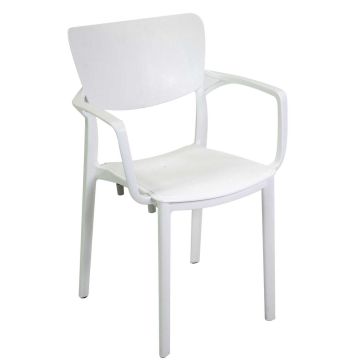 Silla de jardín asiento con reposabrazos Blanco 54x53 cm h 84 cm en Polietileno mod. Dalma