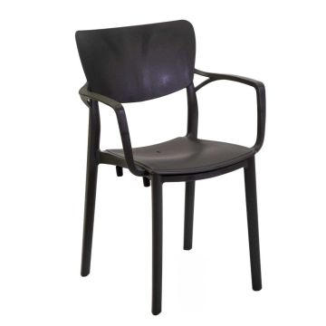 Silla de jardín asiento con reposabrazos Antracita 54x53 cm h 84 cm en Polietileno mod. Dalma