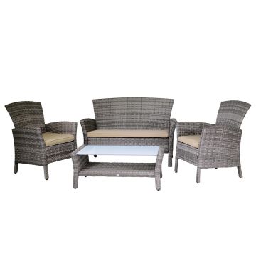 Conjunto de muebles de jardín en Poliratán Gris mod. Amalia