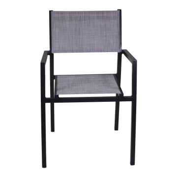 Silla de jardín asiento con reposabrazos Antracita 55x56 cm h 86 cm en Aluminio y textileno mod. Cleveland