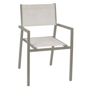 Silla de jardín asiento con reposabrazos Beige agrisado 55x56 cm h 86 cm en Aluminio y textileno mod. Cleveland