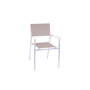 Silla asiento de jardín apilable con reposabrazos Blanco 55x56 cm h 86 cm en Aluminio mod. Cleveland