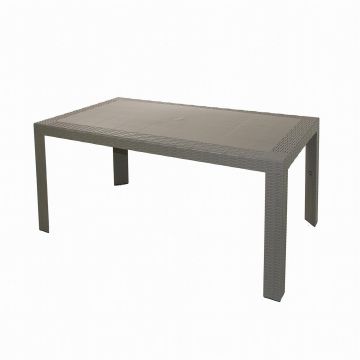 Mesa comedor Beige agrisado 140x80 cm h 72 cm en Polietileno mod. Urano