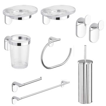 Set de accesorios kit completo de baño Zero Cromo 8 piezas en Acero Cromado y ABS