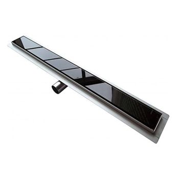 Canaleta de desagüe de Acero inox con rejilla en vidrio negro mod. Glass                                                                                                                                                                                       